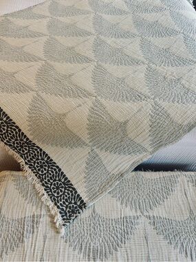 Woven Crane Throw Reversible Cotton 55x77 Luxury Dove Gray NWT